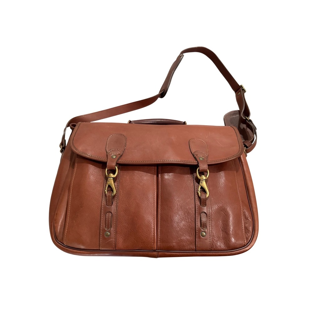 Hartmann Leather Messenger Bag Briefcase‎ Unisex Brown  Brass Hardware Large